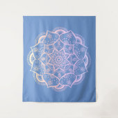 Mandala Boho Pastel Blue Gradient Wandkleed (Voorkant)