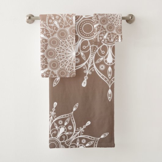 Mandala brown bad handdoek (Insitu)