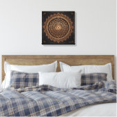 Mandala, Bruin en Beige, Uitgerekte Canvasdruk Canvas Afdruk (Insitu (Slaapkamer))