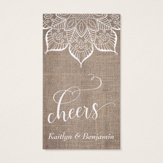 Mandala & Burlap met  Manuscript, de Tickets van d Visitekaartje (Achterkant)