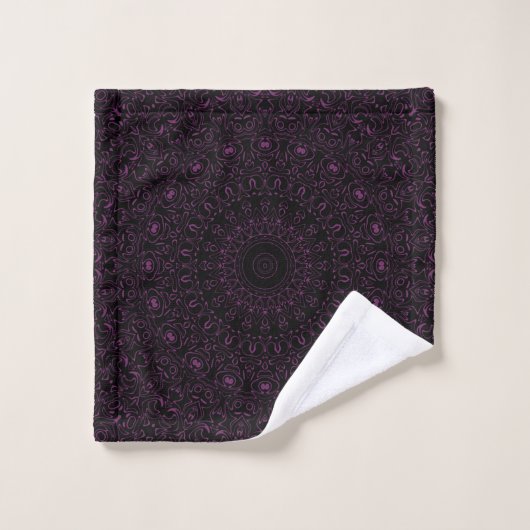 Mandala Byzantium violet avec symétrie complexe (Gant de toilette)