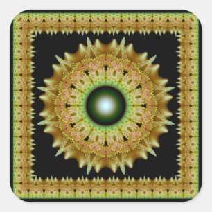 Mandala carré autocollant brillant doré