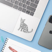 Mandala Cat Art Aussi Sitting Sticker (Ordinateur portable avec iPhone)