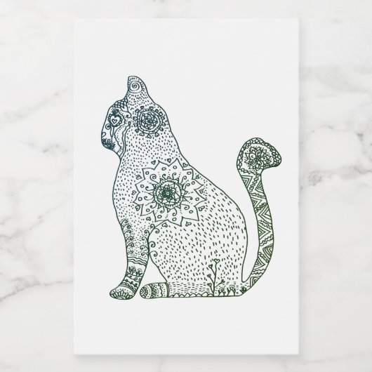 Mandala Cat Art Étiquette de conteneur alimentaire (Étiquettes simples)