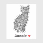 Mandala Cat Art Sitting Sticker (Vel)