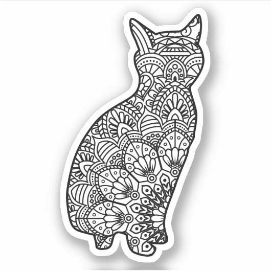 Mandala Cat Art Sitting Sticker (Voorkant)