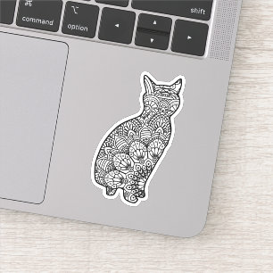 Mandala Cat Art Sitting Sticker