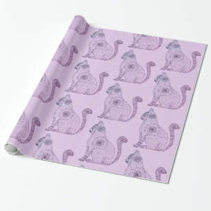 Mandala Cat Glossy Wrapping Papier, 30 in x 6 Cadeaupapier