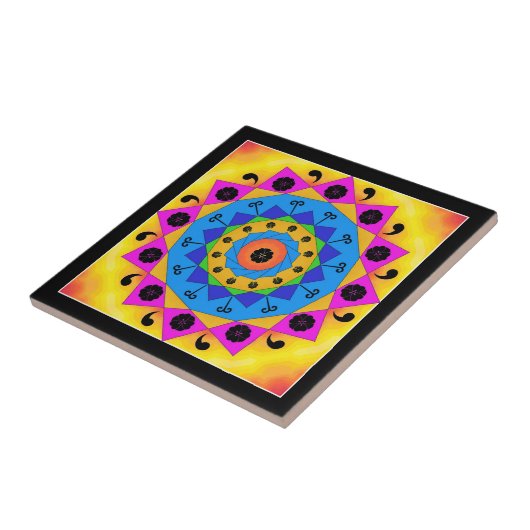 Mandala Ceramic Tile Tegeltje (Zijkant)