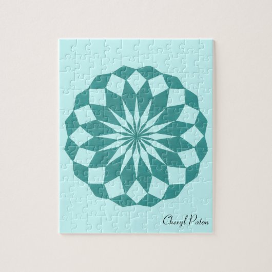 Mandala Circle Diamonds Turquoise Motif Puzzle (Vertical)