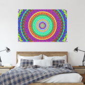 Mandala Circle Green Stippen Stretched Canvas Afdr (Insitu (Slaapkamer))