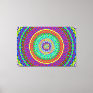 Mandala Circle Green Stippen Stretched Canvas Afdr Afdruk
