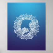 Mandala Circle Manta Ray Blue Poster (Voorkant)