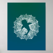 Mandala Circle Turquoise Whale Shark Poster (Voorkant)