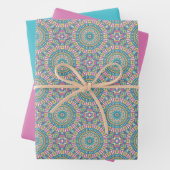 Mandala cirkels Turquoise en roze Inpakpapier Vel (In situ)
