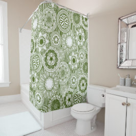 mandala cirque groen wit douchegordijn
