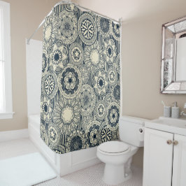 mandala cirque indigo crème douchegordijn