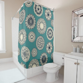mandala cirque spot blauwgroen douchegordijn