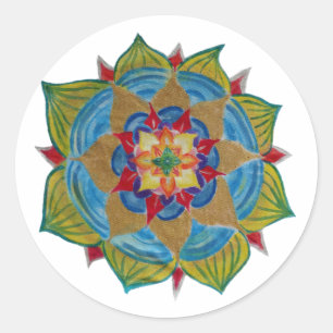 Mandala Classic ronde Sticker, glanzend Sticker