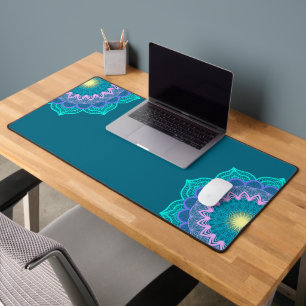 Mandala Coloré sur Fond Bleu