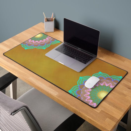Mandala Coloré sur Fond Doré (Bureau 2)