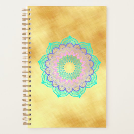 Mandala Coloré sur Fond Doré Doux (Devant)