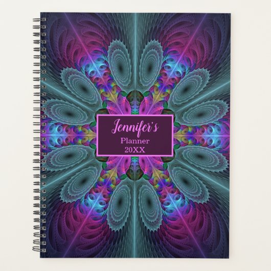 Mandala Colorful Fractal Art Kaleidoscope - Eigen  Planner (Voorkant)