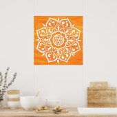 Mandala Colorful Oranje White Waterverf Poster (Keuken)