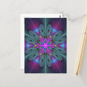 Mandala Colorful Striking Fractal Art Kaleidoscope Briefkaart