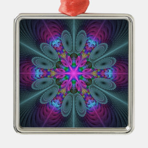 Mandala Colorful Striking Fractal Art Kaleidoscope Metalen Ornament