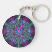 Mandala Colorful Striking Fractal Art Kaleidoscope Sleutelhanger (Achterkant)