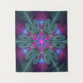Mandala Colorful Striking Fractal Art Kaleidoscope Wandkleed (Voorkant)