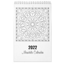 Mandala Coloring Pages Calendar in Black and White