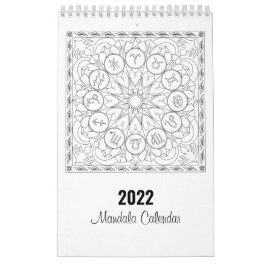 Mandala Coloring Pages Calendar in Black and White Kalender