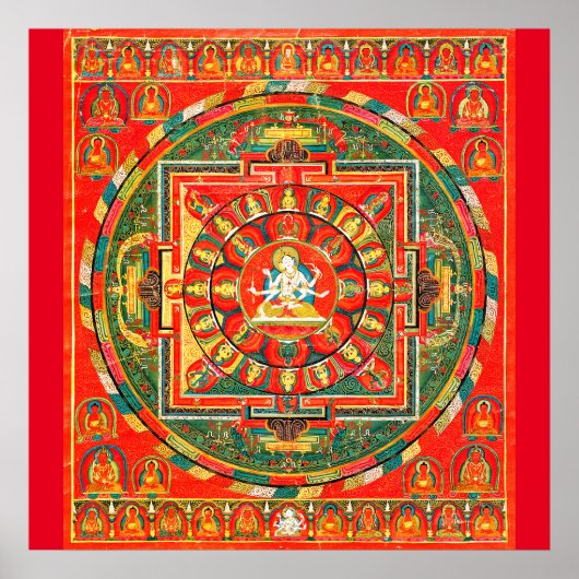 Mandala Cosmic Diagram voor Meditatie Poster (Voorkant)