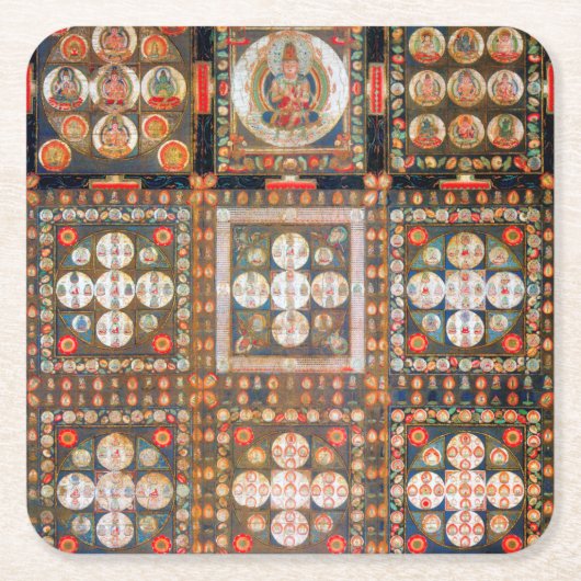 Mandala Cosmic Diagram voor Meditatie Vierkante Kartonnen Onderzetter (Voorkant)