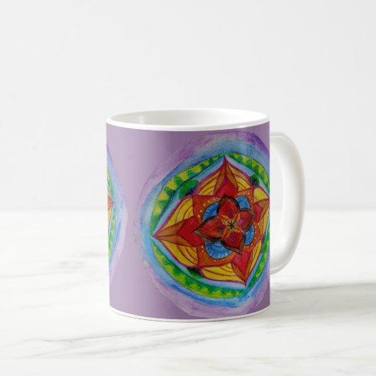 Mandala crayon dessin blanc 11 oz Mug classique (Devant droit)