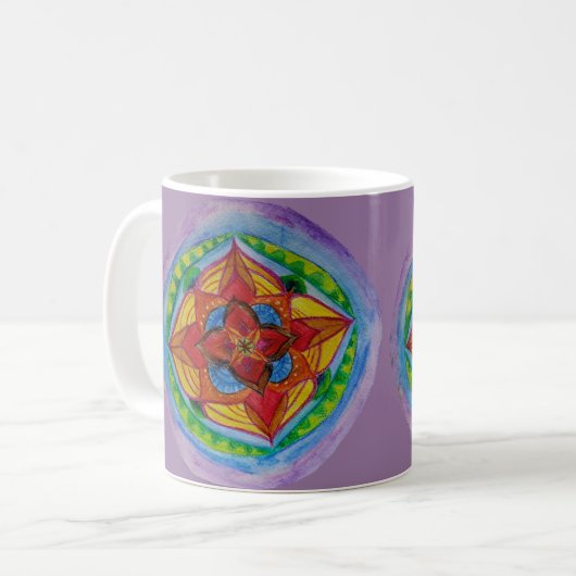 Mandala crayon dessin blanc 11 oz Mug classique (Devant gauche)