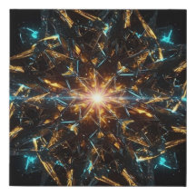 Mandala Cristal Cósmico: Neón Luminoso y Oro Líqui
