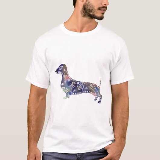 Mandala Dachshund Basic T-shirt, wit T-shirt (Voorkant)