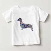 Mandala Dachshund Fijn Jersey T-shirt, wit (Voorkant)