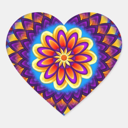 Mandala Dahlia Hart Sticker (Voorkant)