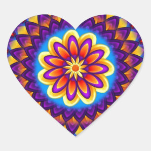 Mandala Dahlia Hart Sticker