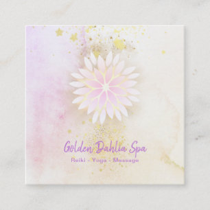 *~* Mandala Dahlia Pastel Lavender Peach AP2 Vierkante Visitekaartje