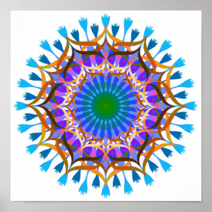 Mandala Damask Lotus Flower Art Elegant Poster