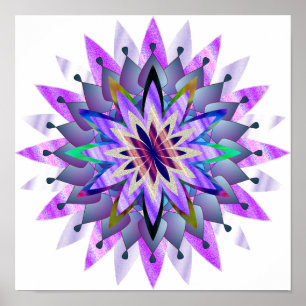 Mandala Damask Lotus Flower Art Elegant Poster