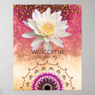 Mandala Damask Lotus Welkom Yoga Meditation Poster