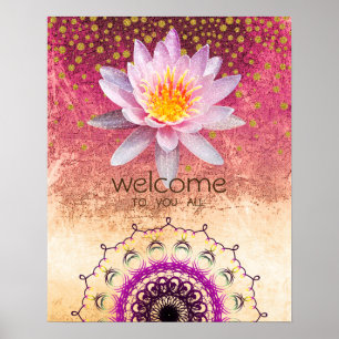 Mandala Damask Lotus Welkom Yoga Meditation Poster