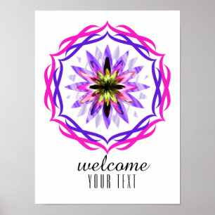 Mandala Damask Welkom Lotus Flower Art Elegant Poster