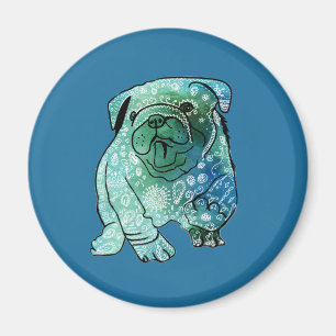 Mandala de chien Bulldog français Art Aimant Rond